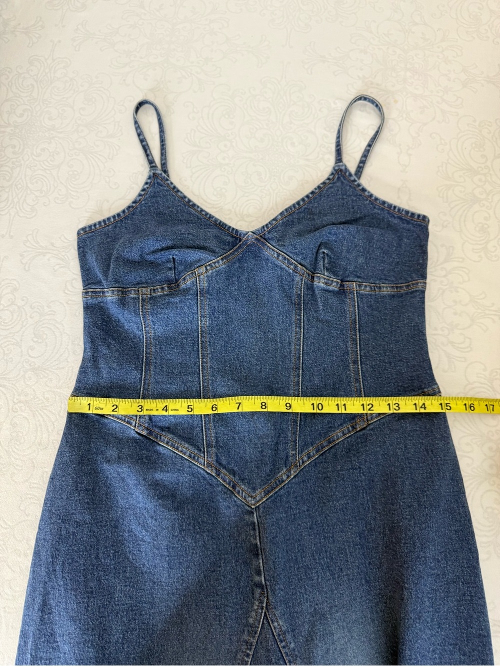 Vintage Moda International Western Sleeveless Denim Jeans High Low Hem Dress 10 - Picture 9 of 11